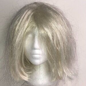 Wig Platinum White Blonde Bob Theater Halloween Costume Cosplay Glam Hollywood